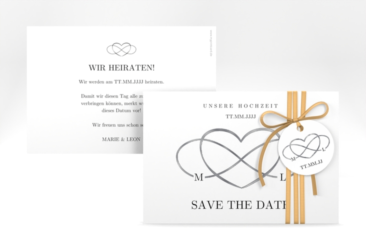 Save the Date-Karte Infinity A6 Karte quer schwarz silber