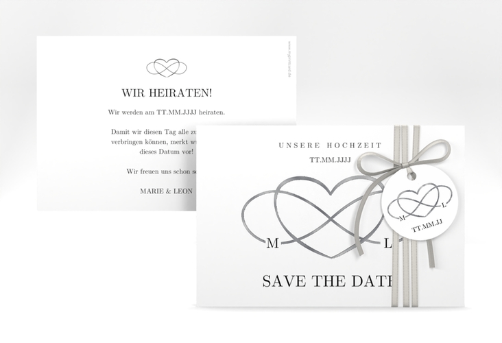 Save the Date-Karte Infinity A6 Karte quer schwarz silber