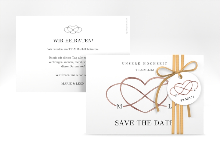 Save the Date-Karte Infinity A6 Karte quer schwarz rosegold