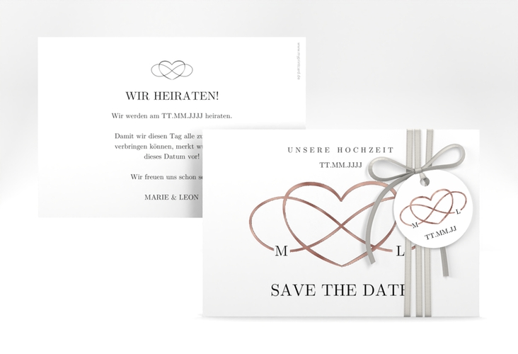Save the Date-Karte Infinity A6 Karte quer schwarz rosegold