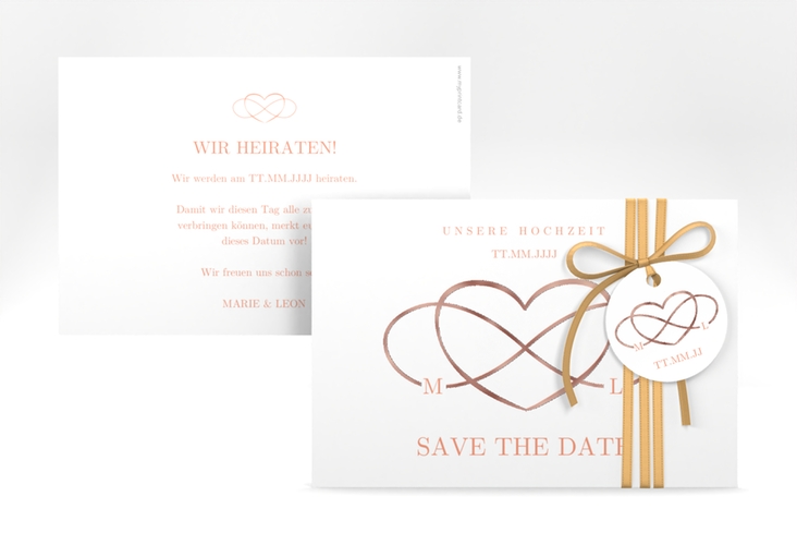 Save the Date-Karte Infinity A6 Karte quer apricot rosegold