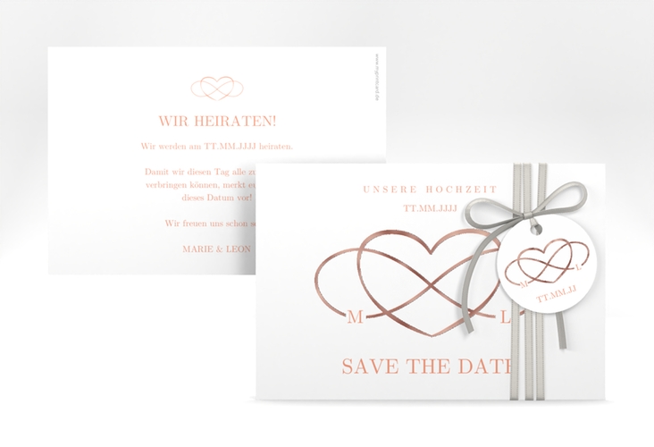 Save the Date-Karte Infinity A6 Karte quer apricot rosegold