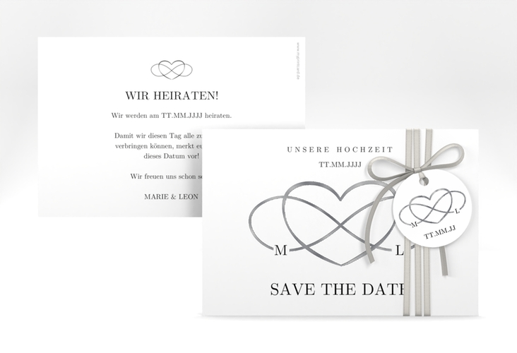 Save the Date-Karte Infinity A6 Karte quer schwarz silber