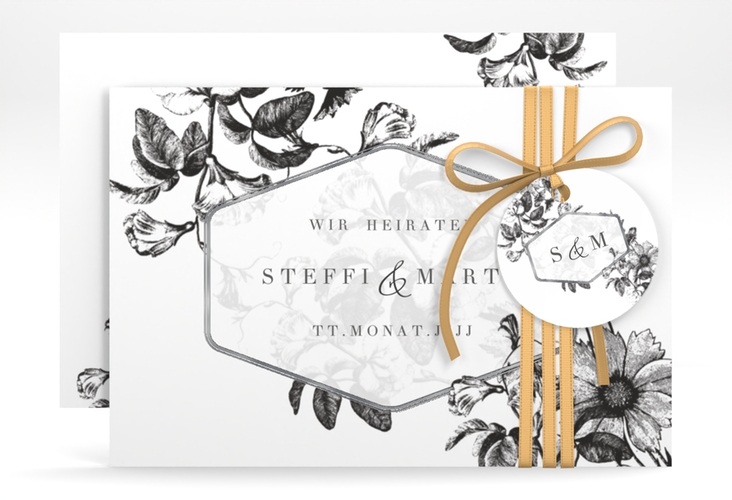 Save the Date-Karte Magnificent A6 Karte quer schwarz silber