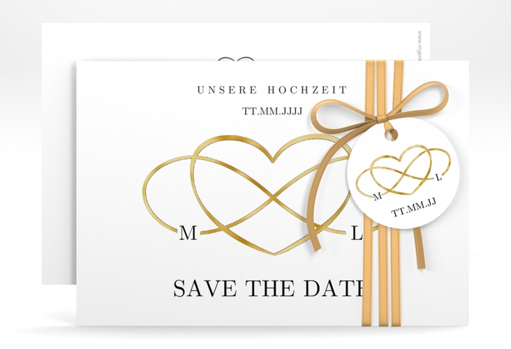 Save the Date-Karte Infinity A6 Karte quer schwarz gold