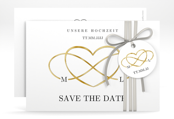 Save the Date-Karte Infinity A6 Karte quer schwarz gold
