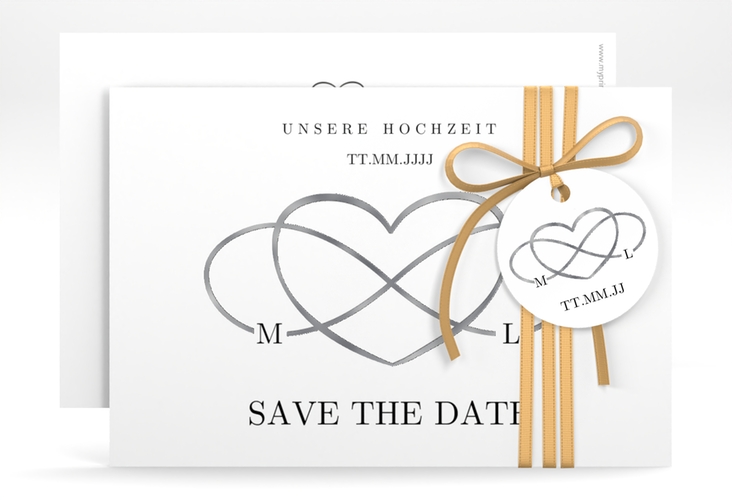 Save the Date-Karte Infinity A6 Karte quer schwarz silber
