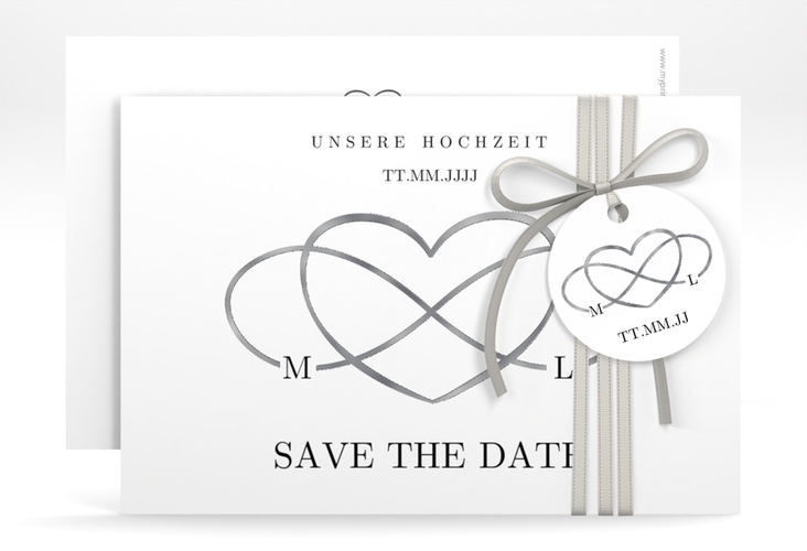 Save the Date-Karte Infinity A6 Karte quer schwarz silber