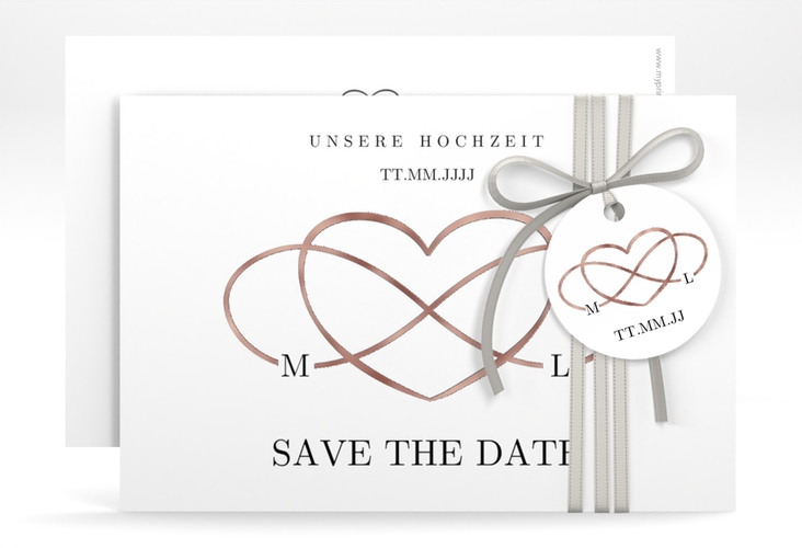 Save the Date-Karte Infinity A6 Karte quer schwarz rosegold