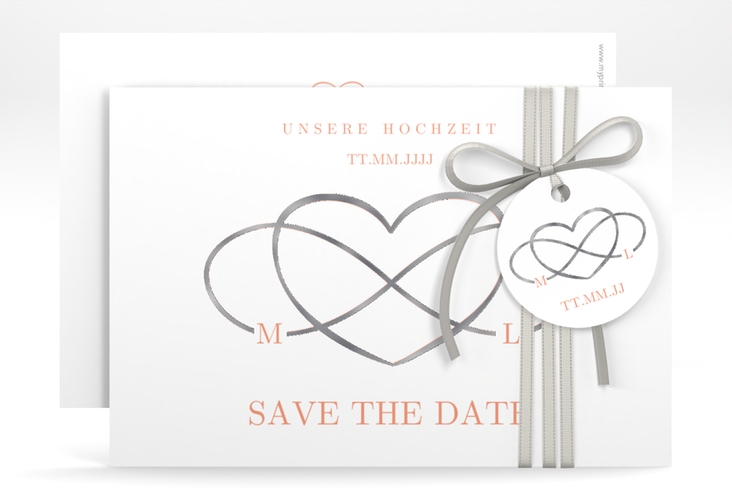 Save the Date-Karte Infinity A6 Karte quer apricot silber