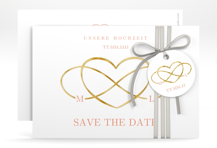 Save the Date-Karte Infinity A6 Karte quer apricot gold