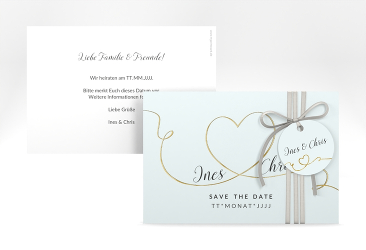 Save the Date-Karte Hochzeit Dolce A6 Karte quer tuerkis gold