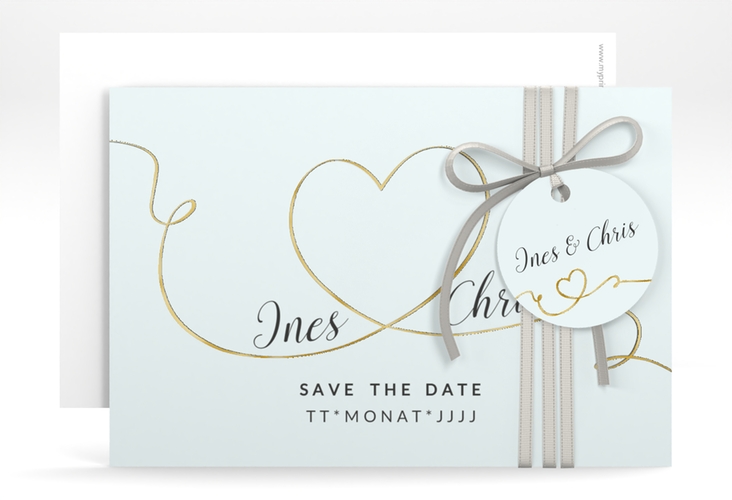 Save the Date-Karte Hochzeit Dolce A6 Karte quer tuerkis gold