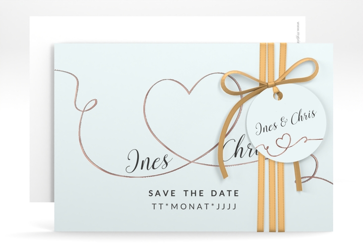 Save the Date-Karte Hochzeit Dolce A6 Karte quer tuerkis rosegold