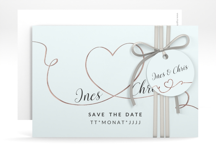 Save the Date-Karte Hochzeit Dolce A6 Karte quer tuerkis rosegold