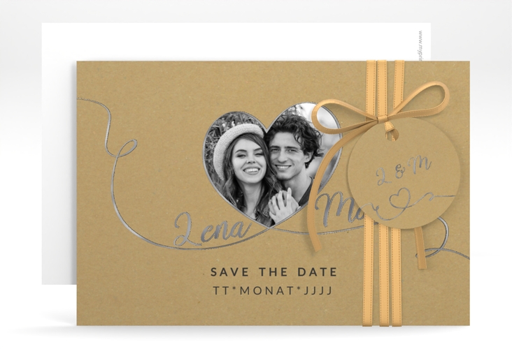 Save the Date-Karte Herzensbund A6 Karte quer schwarz silber