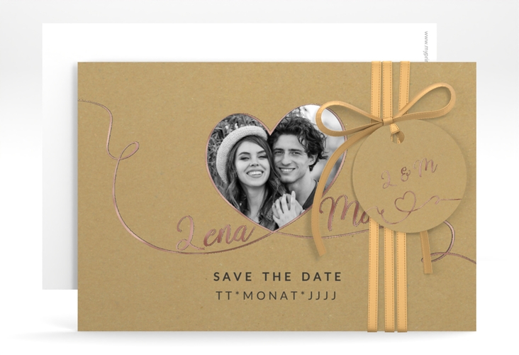 Save the Date-Karte Herzensbund A6 Karte quer schwarz rosegold