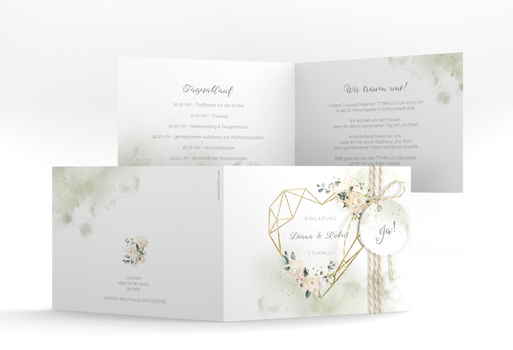 Hochzeitseinladung Adore A6 Klappkarte quer gold