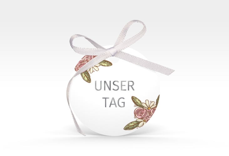 Geschenkanhänger Hochzeit Hochzeitsbulli Geschenkanhänger, rund silber