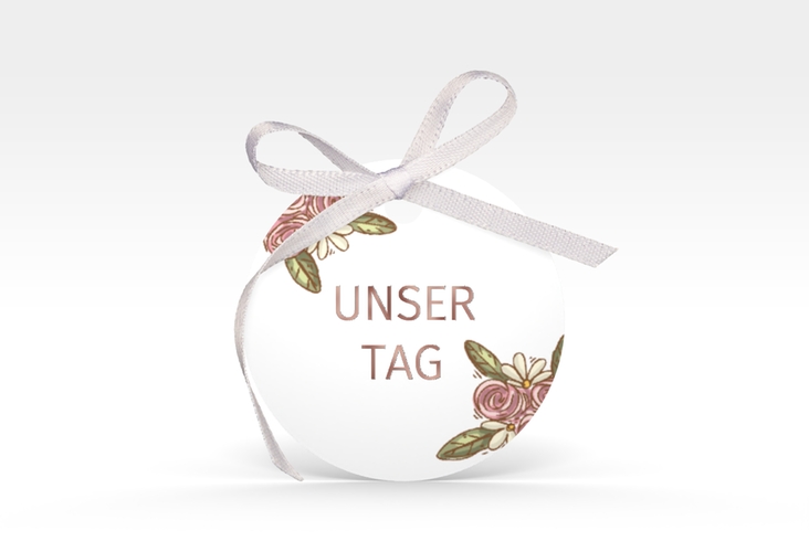 Geschenkanhänger Hochzeit Hochzeitsbulli Geschenkanhänger, rund rosegold