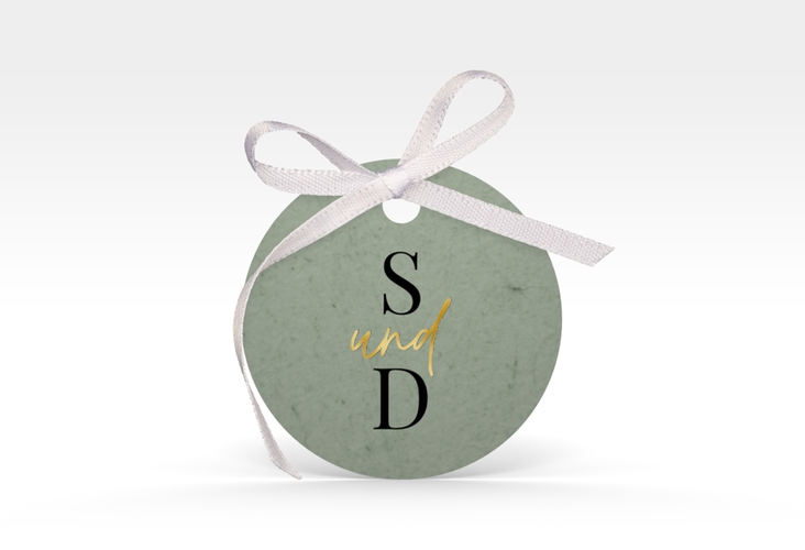 Geschenkanhänger Hochzeit Easy Geschenkanhänger, rund gold im modernen minimalistischen Design