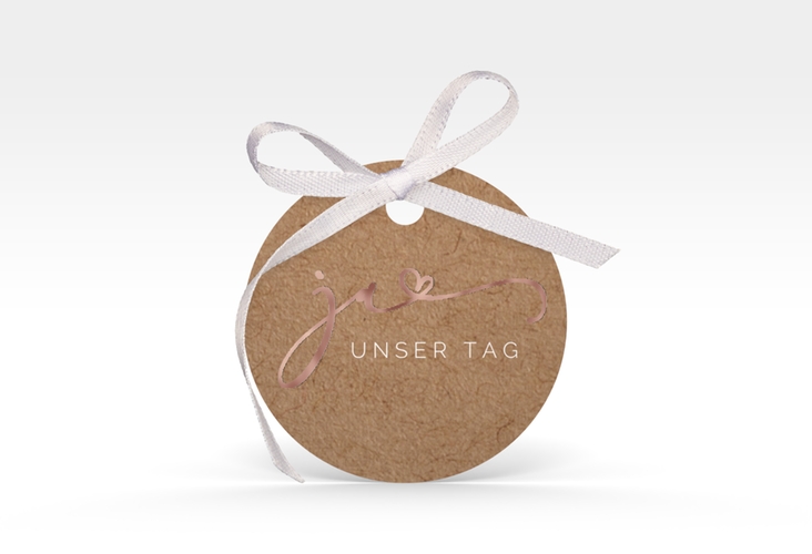 Geschenkanhänger Hochzeit Jawort Geschenkanhänger, rund rosegold modern minimalistisch mit veredelter Aufschrift
