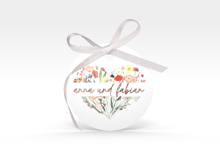 Geschenkanhänger Hochzeit Wildblumenherz Geschenkanhänger, rund rosegold