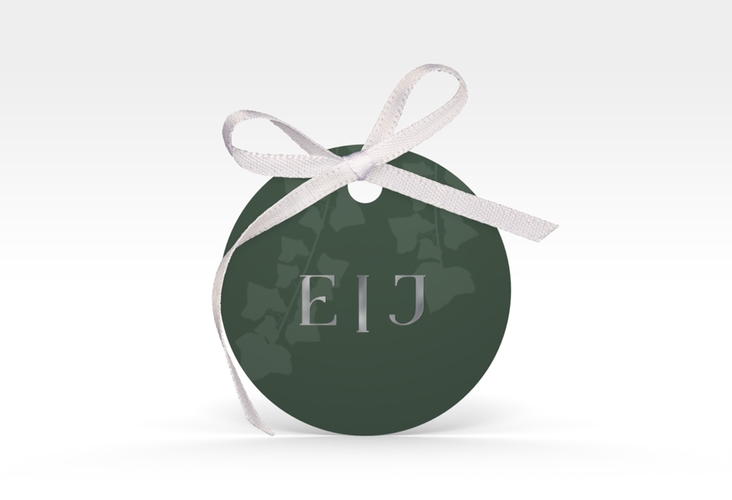 Geschenkanhänger Hochzeit Efeugrün Geschenkanhänger, rund silber im Fantasy-Elfen-Design mit Efeu