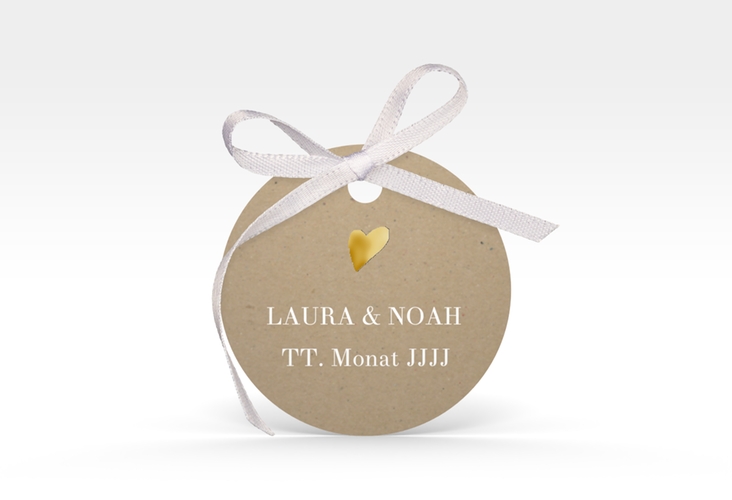 Geschenkanhänger Hochzeit Kalligrafie Geschenkanhänger, rund gold