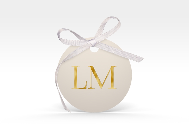 Geschenkanhänger Hochzeit Monogramm Geschenkanhänger, rund gold