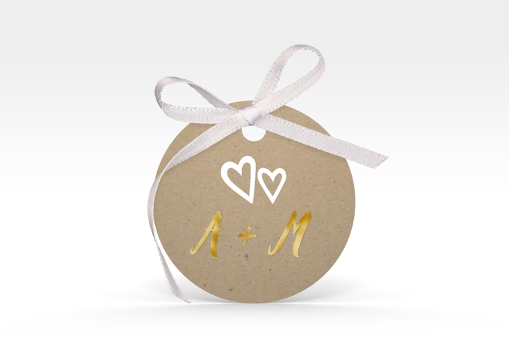 Geschenkanhänger Hochzeit Icons Geschenkanhänger, rund gold