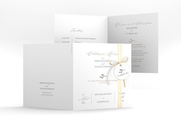 Hochzeitseinladung Plain quadr. Klappkarte silber
