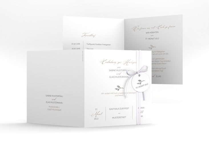 Hochzeitseinladung Plain quadr. Klappkarte silber