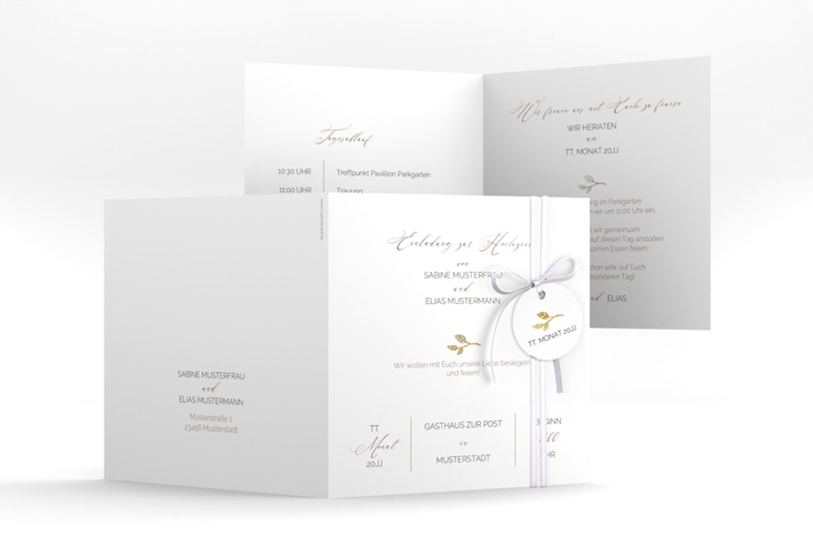 Hochzeitseinladung Plain quadr. Klappkarte gold