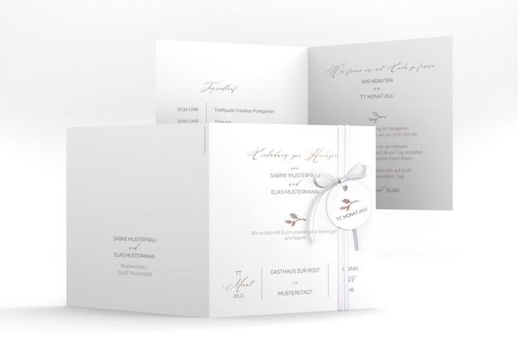 Hochzeitseinladung Plain quadr. Klappkarte rosegold