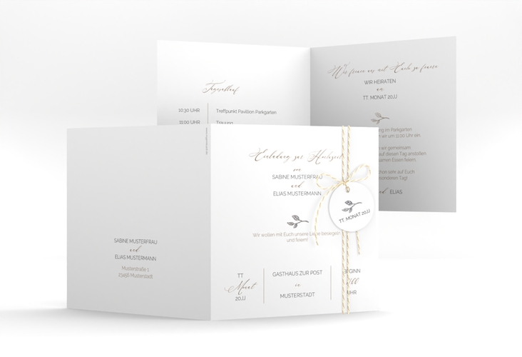Hochzeitseinladung Plain quadr. Klappkarte silber