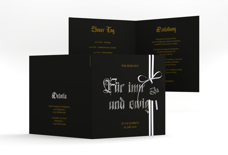 Hochzeitseinladung Wednesday quadr. Klappkarte silber