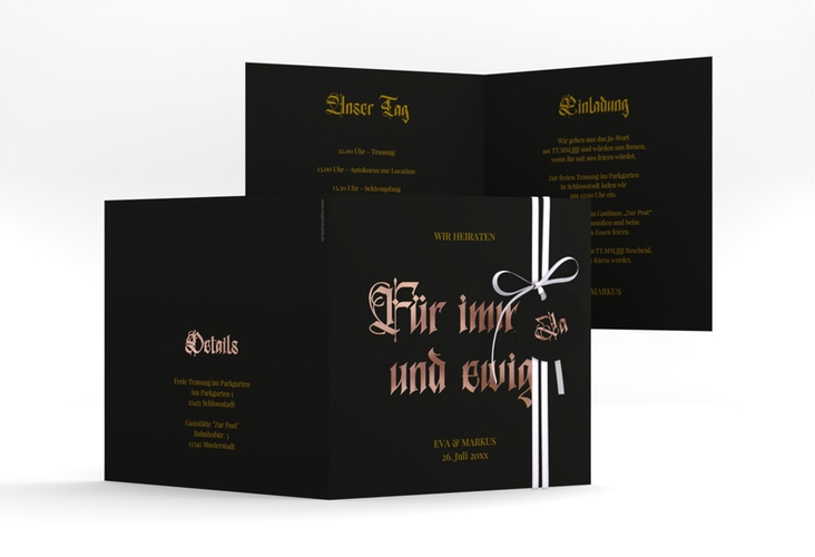 Hochzeitseinladung Wednesday quadr. Klappkarte rosegold