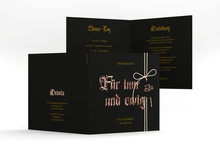 Hochzeitseinladung Wednesday quadr. Klappkarte rosegold