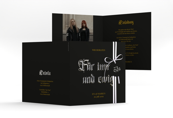 Hochzeitseinladung Wednesday quadr. Klappkarte silber