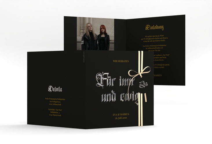 Hochzeitseinladung Wednesday quadr. Klappkarte silber