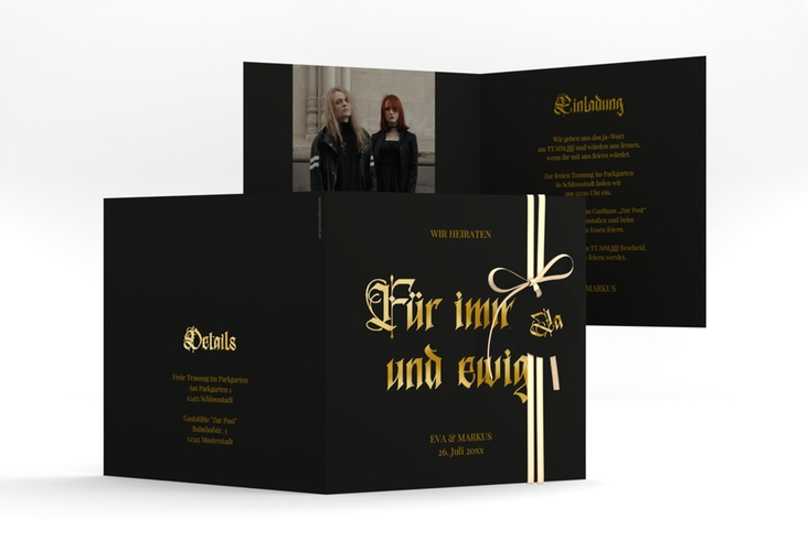 Hochzeitseinladung Wednesday quadr. Klappkarte gold