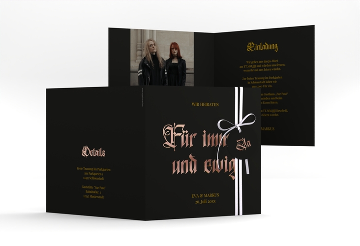 Hochzeitseinladung Wednesday quadr. Klappkarte rosegold