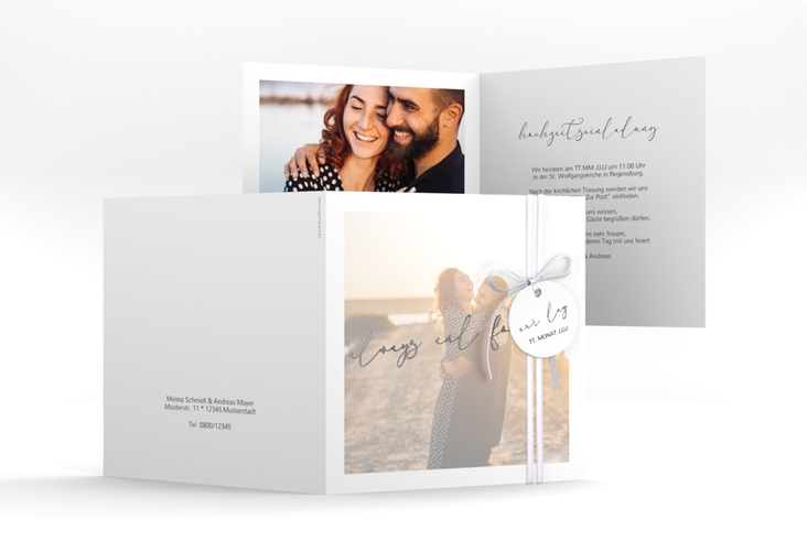 Hochzeitseinladung Lucent quadr. Klappkarte silber