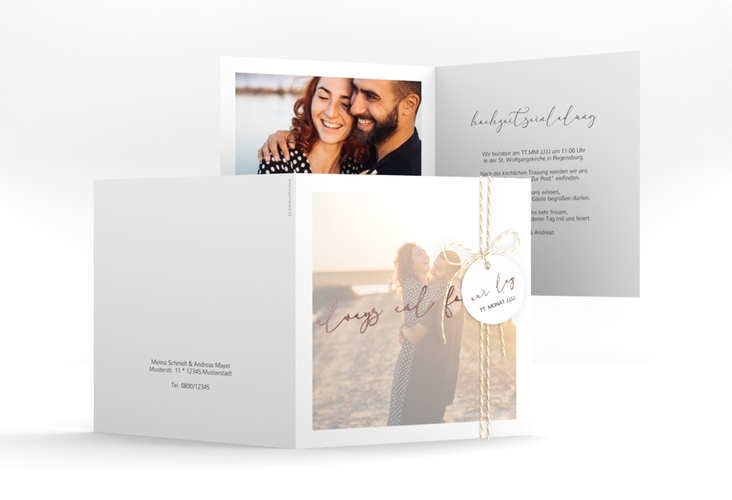 Hochzeitseinladung Lucent quadr. Klappkarte rosegold