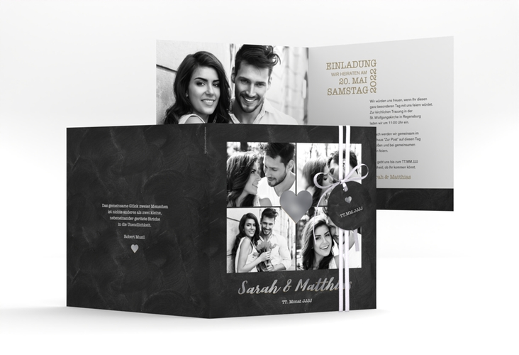 Hochzeitseinladung Sparkly quadr. Klappkarte silber