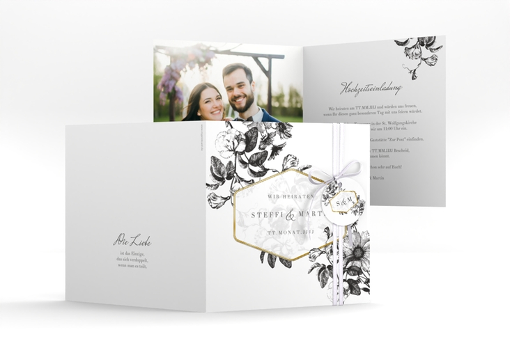 Hochzeitseinladung Magnificent quadr. Klappkarte gold