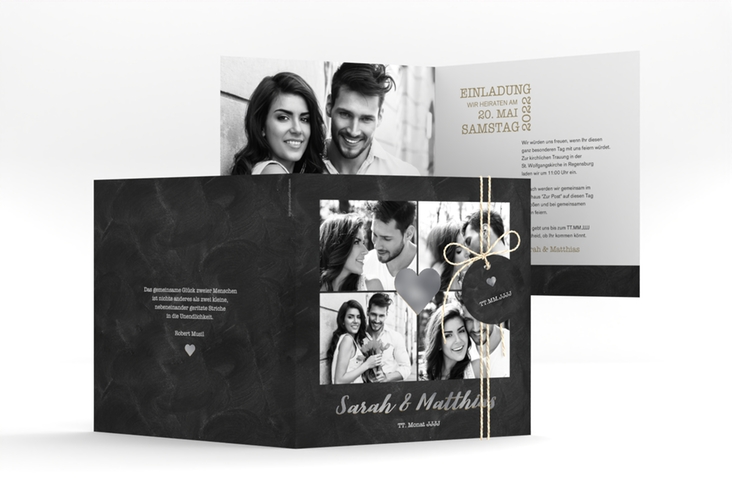 Hochzeitseinladung Sparkly quadr. Klappkarte silber