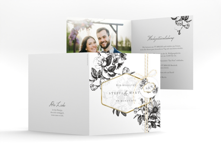 Hochzeitseinladung Magnificent quadr. Klappkarte gold