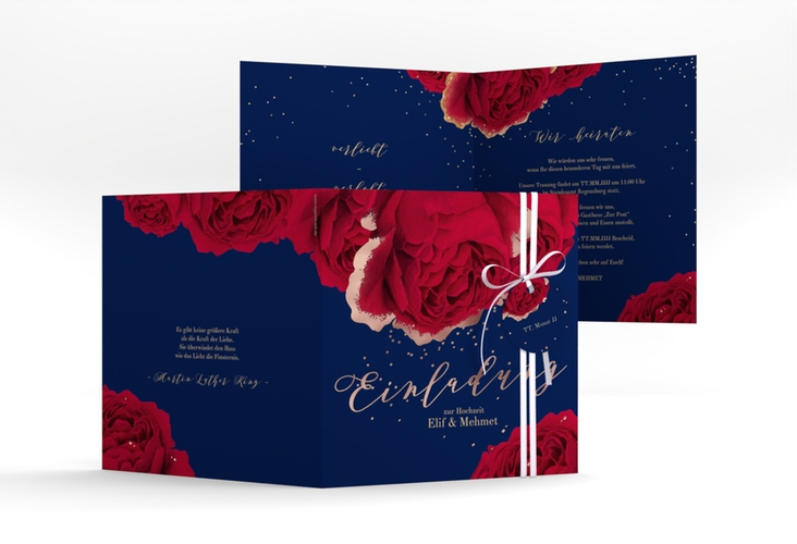Hochzeitseinladung Cherie quadr. Klappkarte rosegold